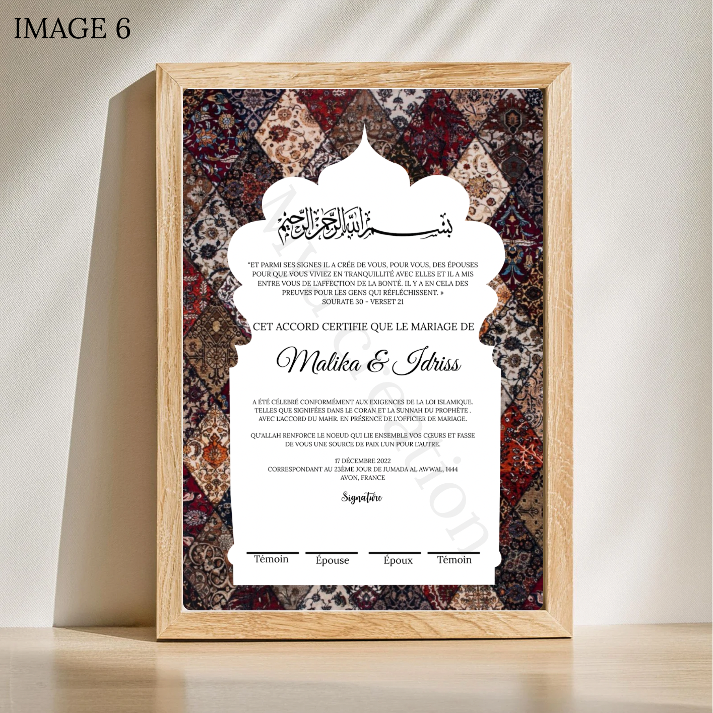 Contrat- Tapis d'Orient